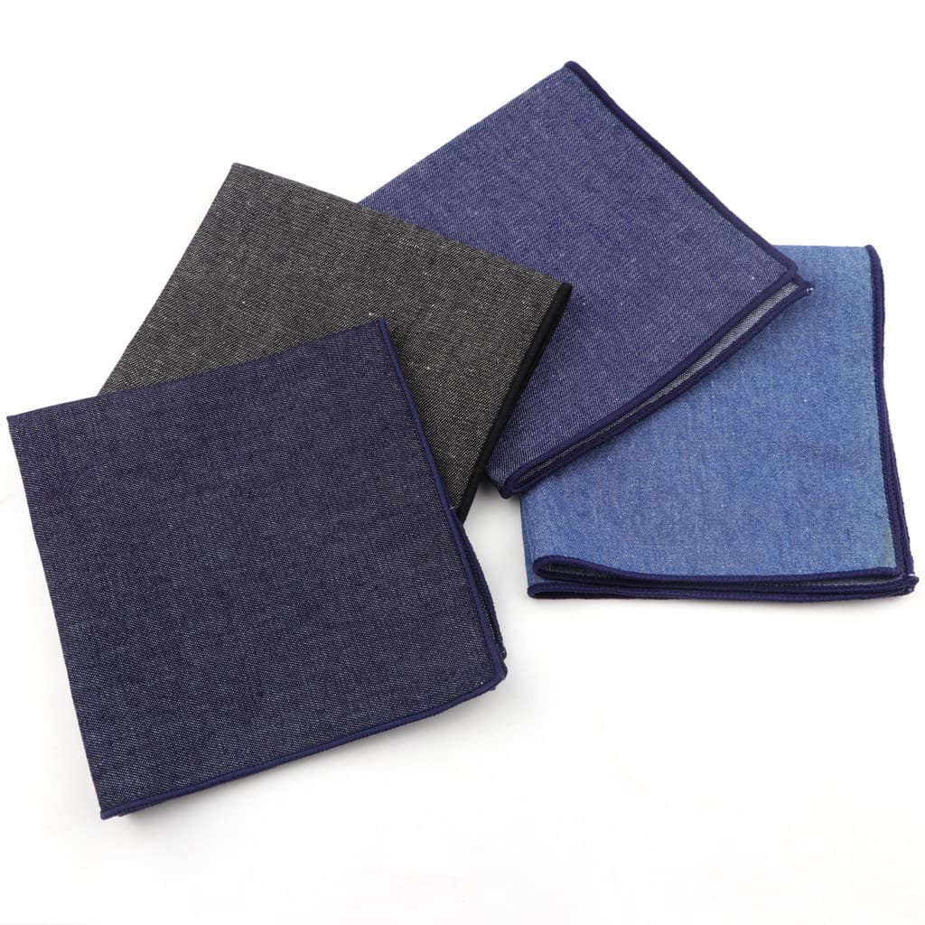 ZONFAZ Lenços De Algodão Jeans De Cor Sólida Preto Azul Bolso Quadrado Masculino Casual Bolsos Quadrados Lenço Toalhas D