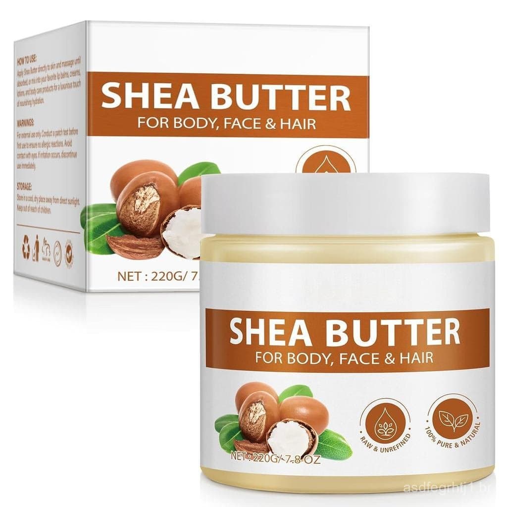 Manteiga de Karité Crua Orgânica para Rosto, Corpo e Cabelo, 100% Pura e Não Refinada, para Pele Seca, com Vitaminas A,