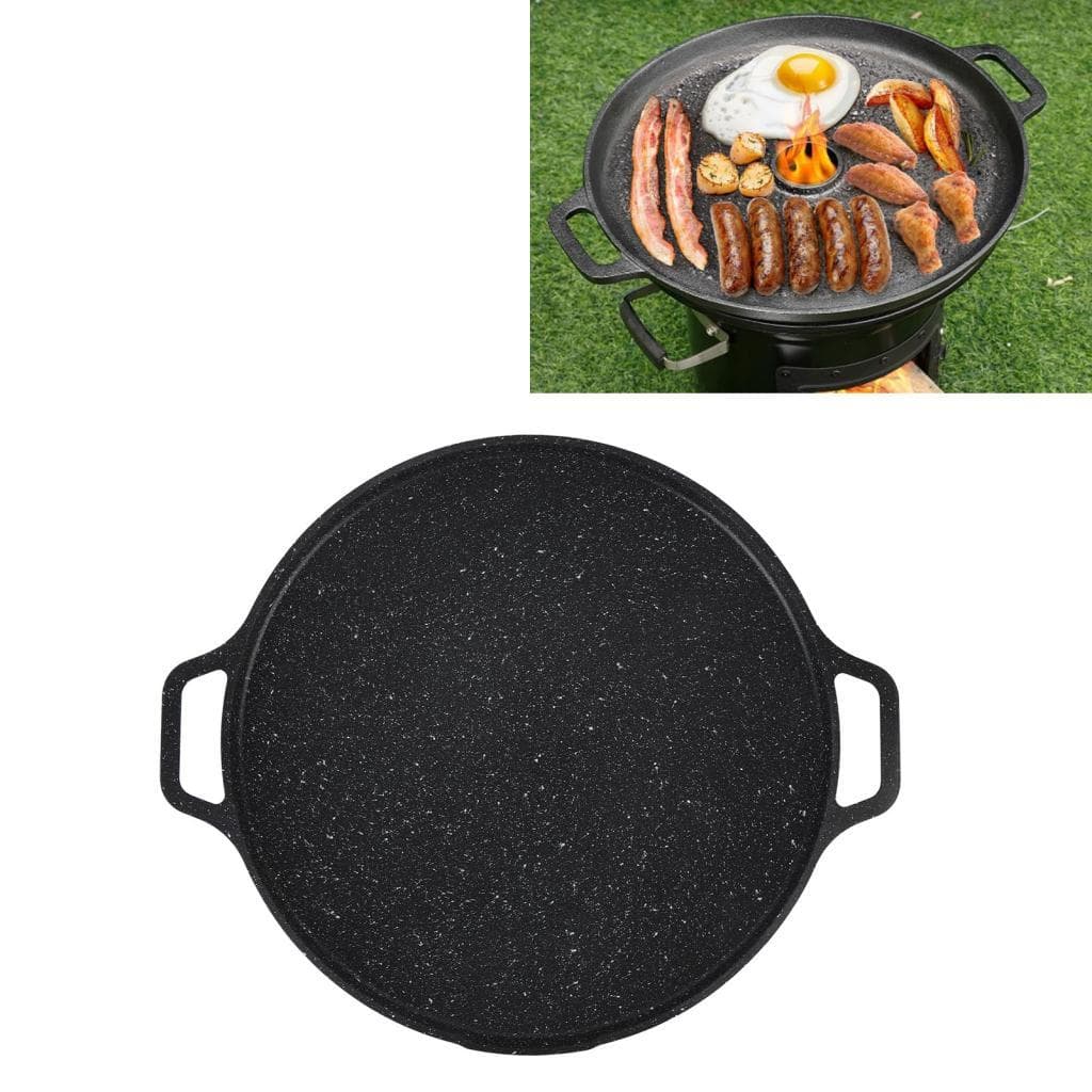 Grill pan maifan pedra liga de alumínio antiaderente fogão para acampamento churrasco 39.5cm tipo 1