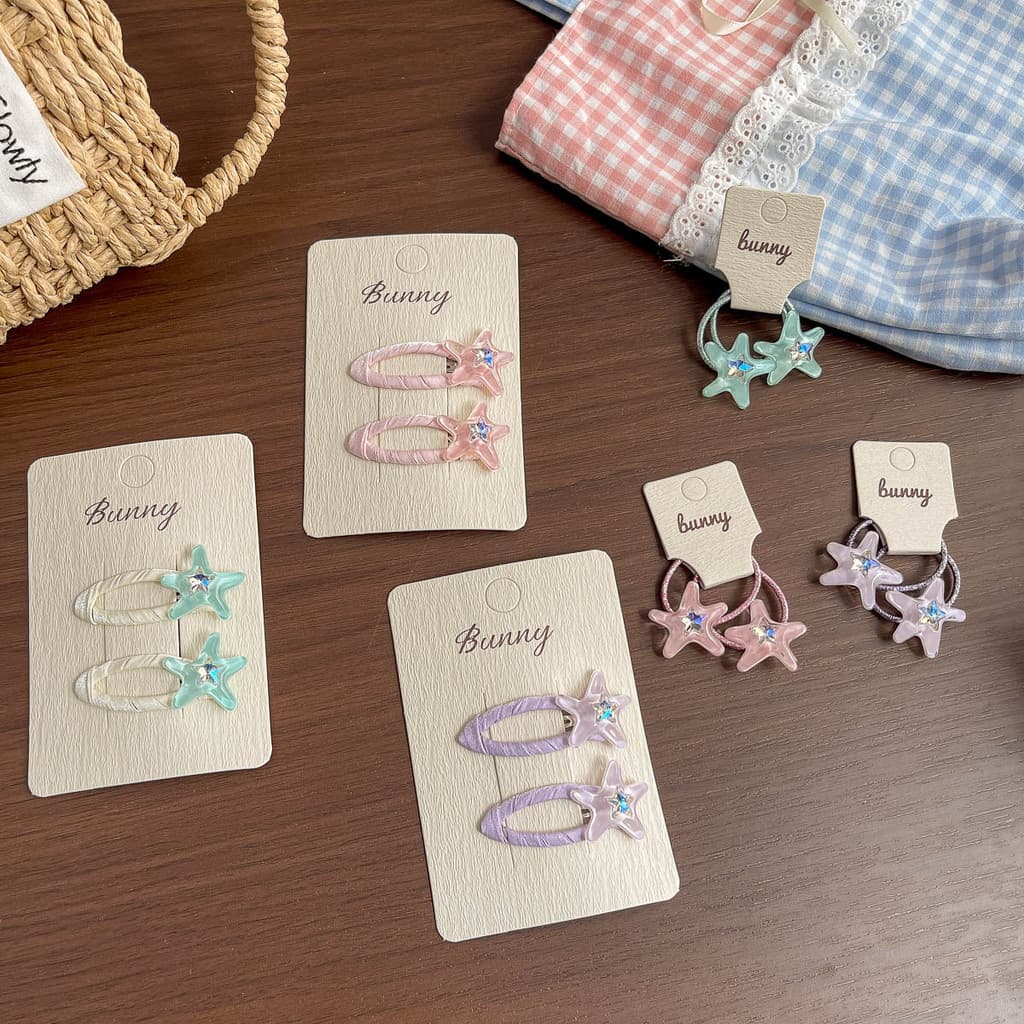 Acessório decorativo para cabelo com strass e acetato, elástico de cabelo com estrela de cinco pontas, presilha