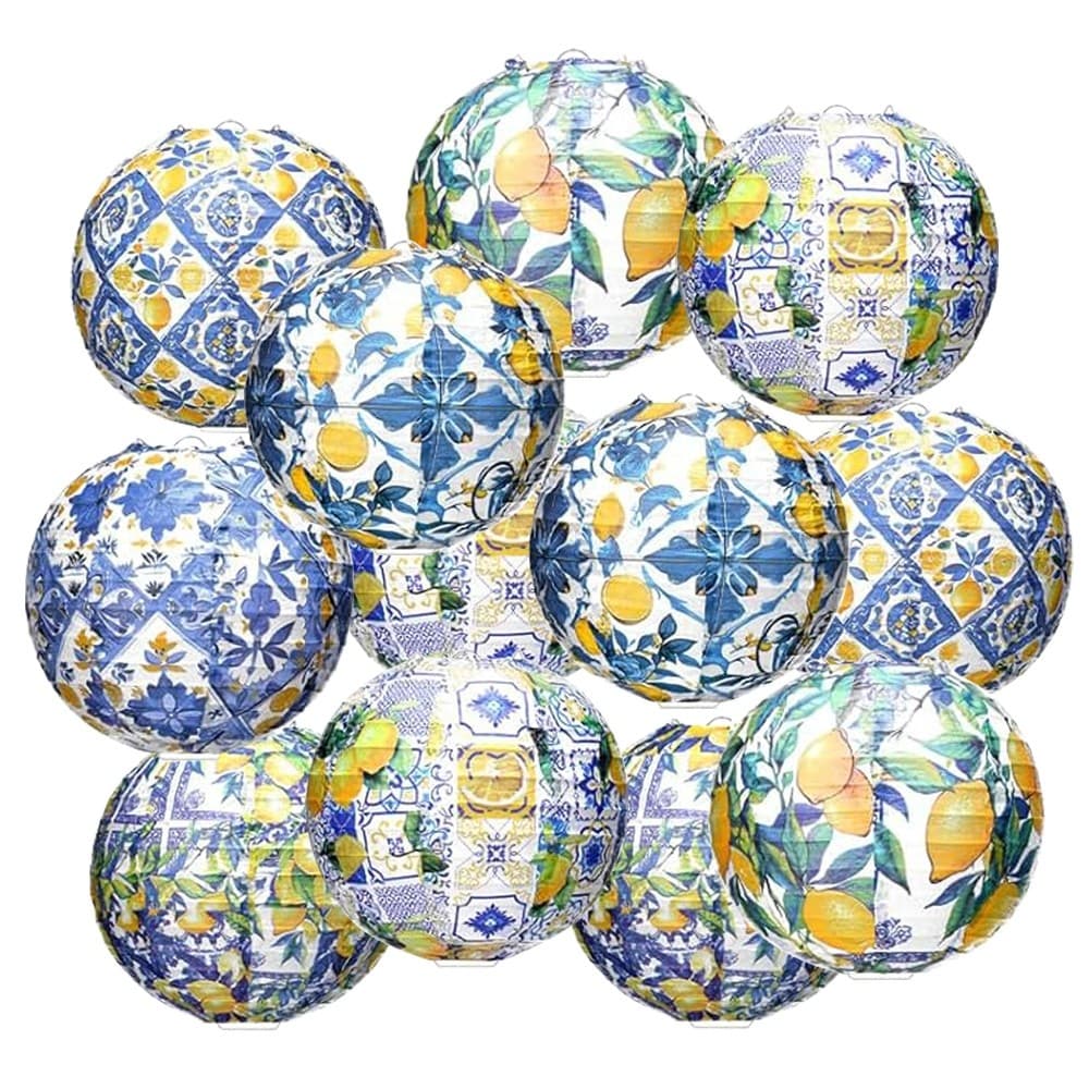 Lanternas De Papel Tema Limão 12 Pacote 20cm Impressão Colorida Resistente Ao Desbotamento Para Eventos