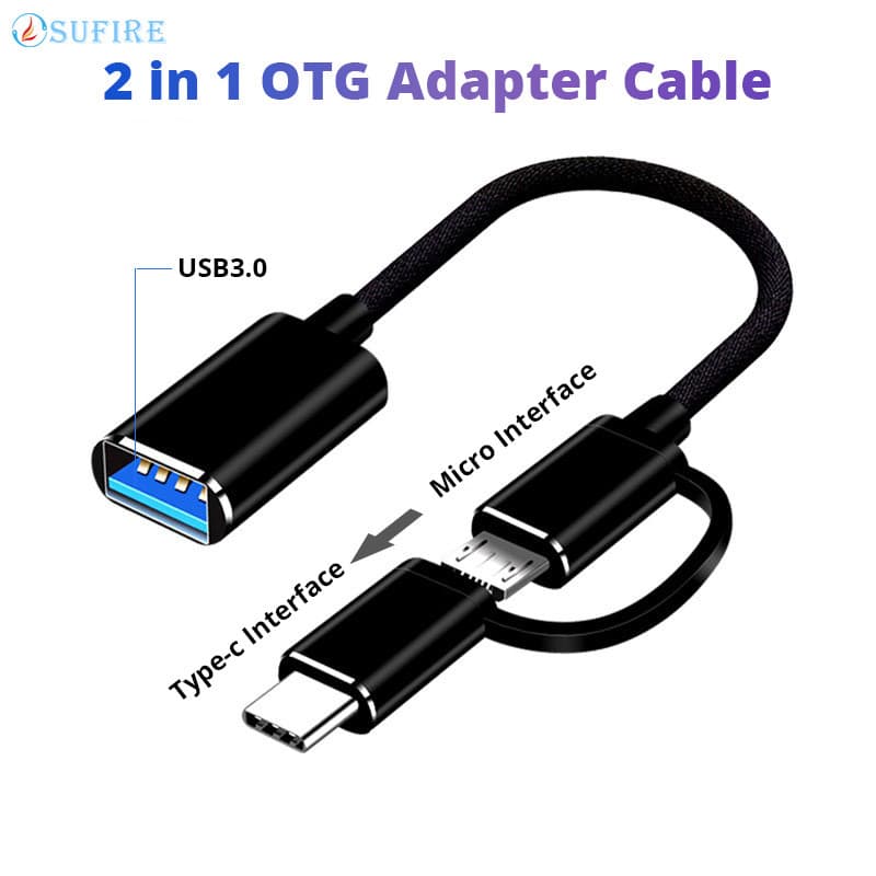 Cabo Adaptador 2 Em 1 USB 3.0 OTG Tipo-C Micro Para Interface Nylon Braid Conversor De Conector De Transferência Rápida