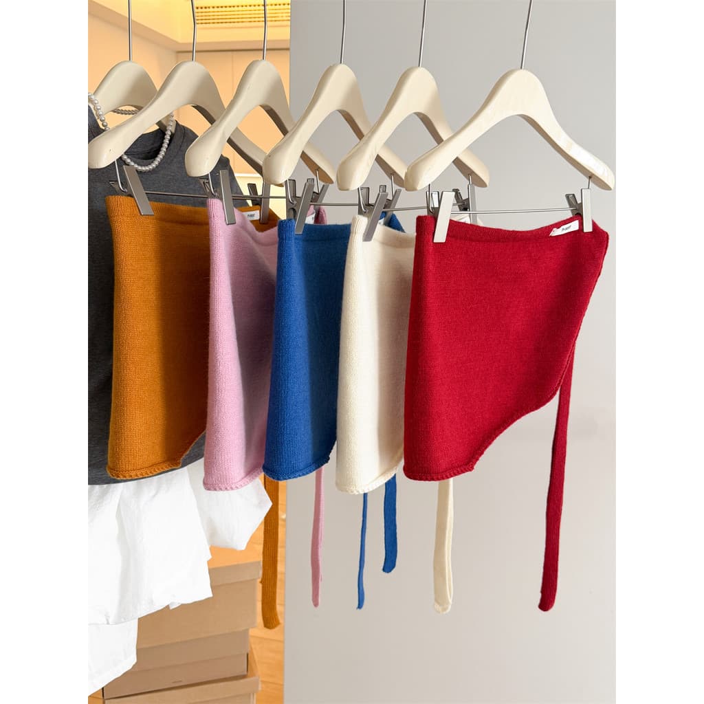 Estilo coreano malha triângulo cachecol cortina de bunda com ombro rendas em camadas atmosfera Hip-cobrindo xale para fo