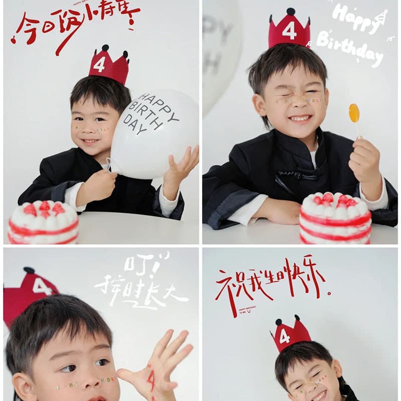Coroa vermelha chapéu de aniversário crianças bebê aniversário cem dias atmosfera foto chapéu de aniversário adereços su