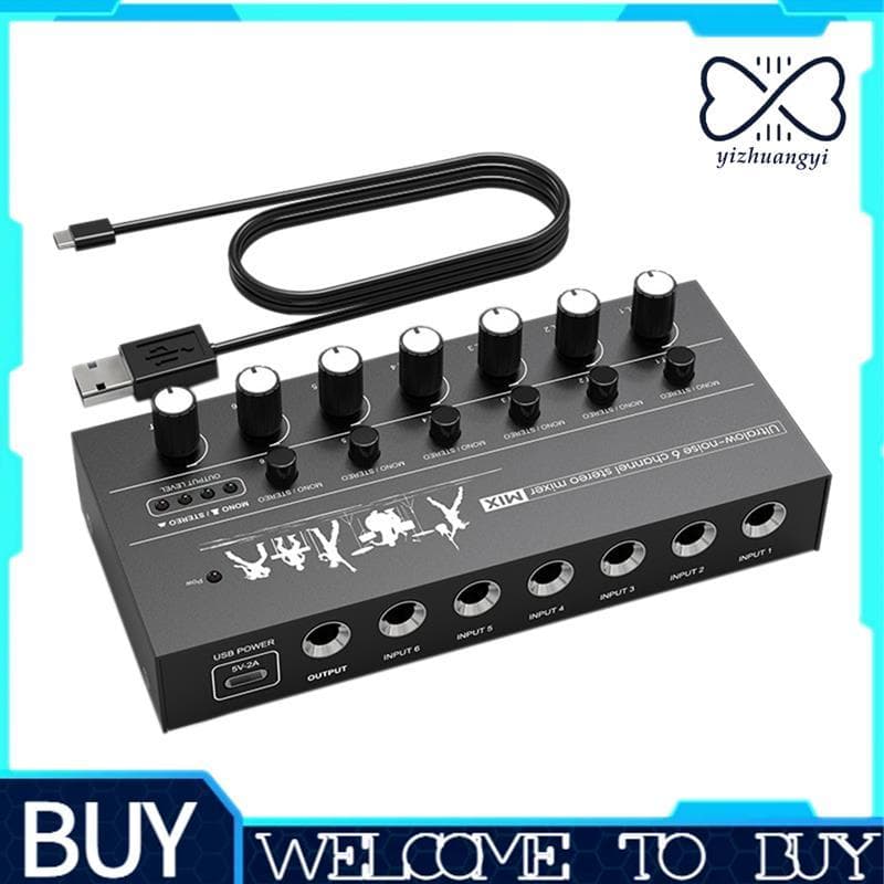 Mixer De Áudio Compacto De 6 Canais , Ruído Ultrabaixo , Estéreo De Alto Desempenho Para Guitarras , Teclados