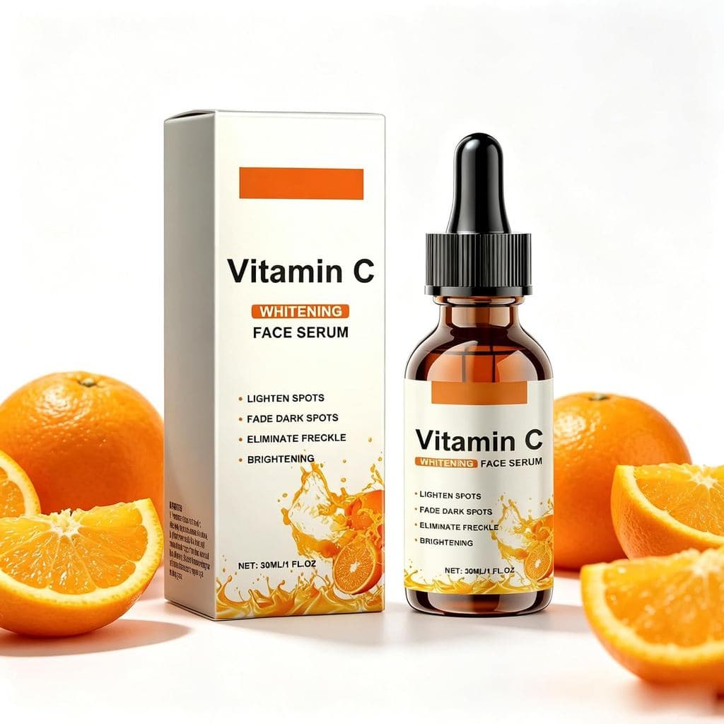 Sérum Facial de Vitamina C, Sérum Facial para Manchas Escuras, com Ácido Hialurônico, Vitamina E, Hidratante Facial Leve