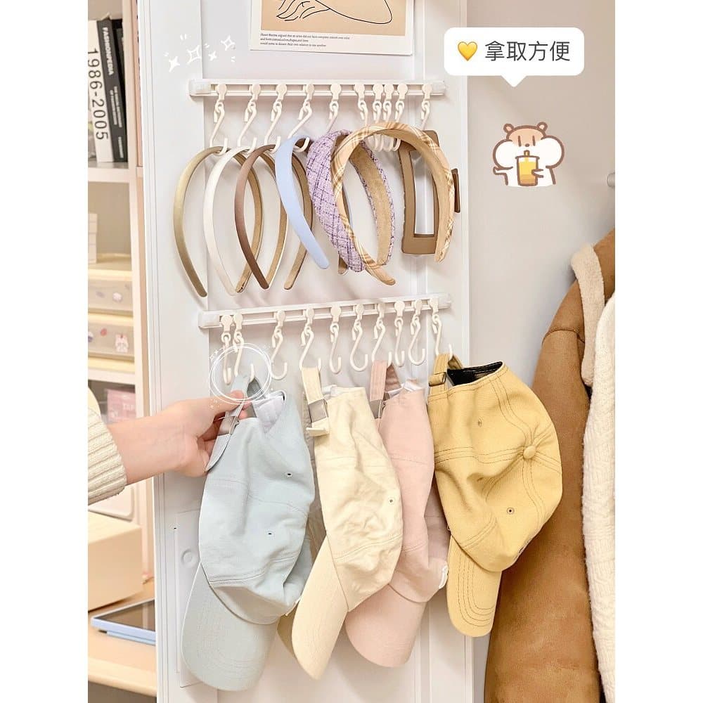 Simples cor sólida Multi-gancho parede-pendurado sem perfuração gancho deslizante roupas chapéu Rack de armazenamento ca