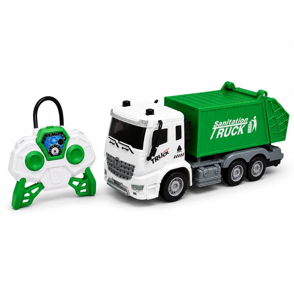 Carrinho De Controle Remoto Caminhão De Lixo 1:18 C/ Led