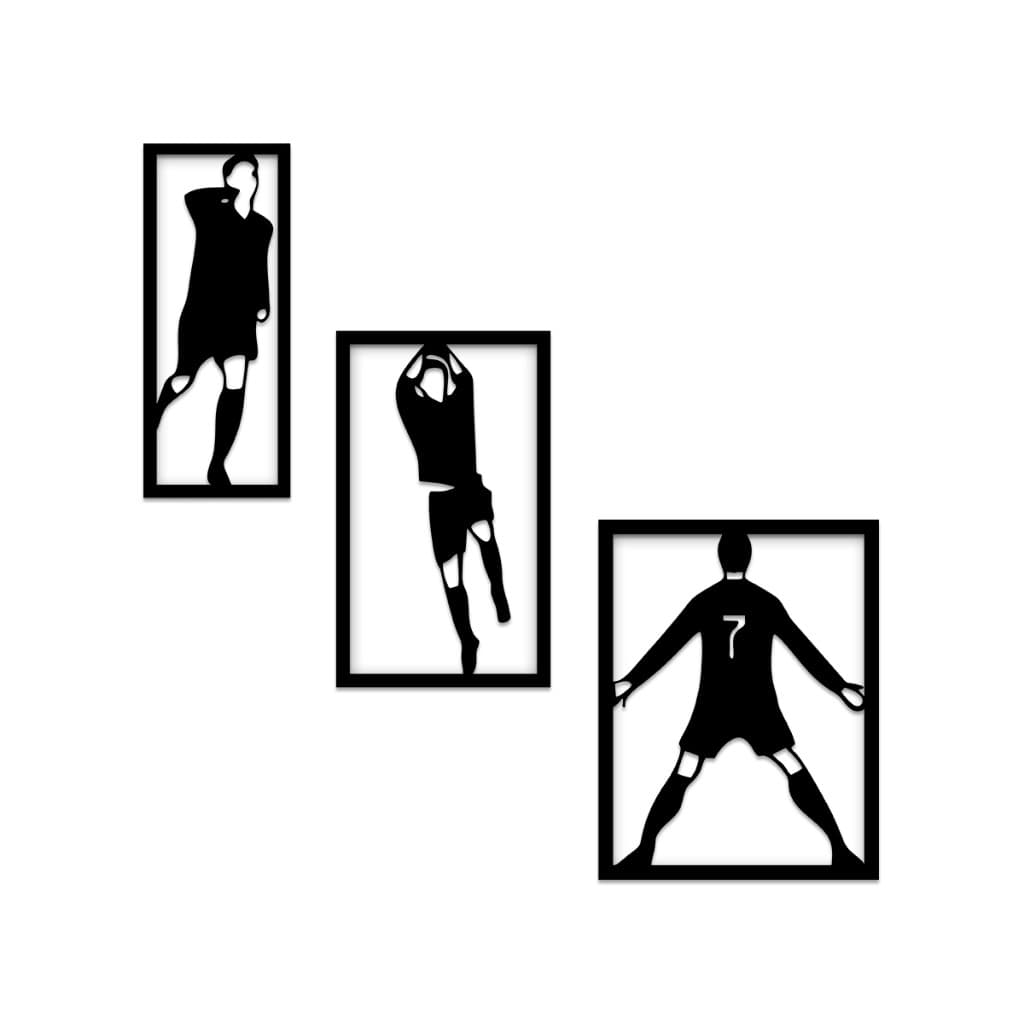 Placa MDF Preto Futebol – Conjunto Decorativo para Amantes de Futebol