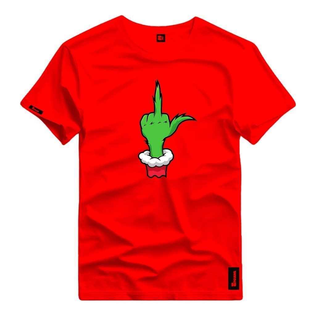Camisa Grinch Dedo Fim De Ano Estampada Camiseta Masculina Natal