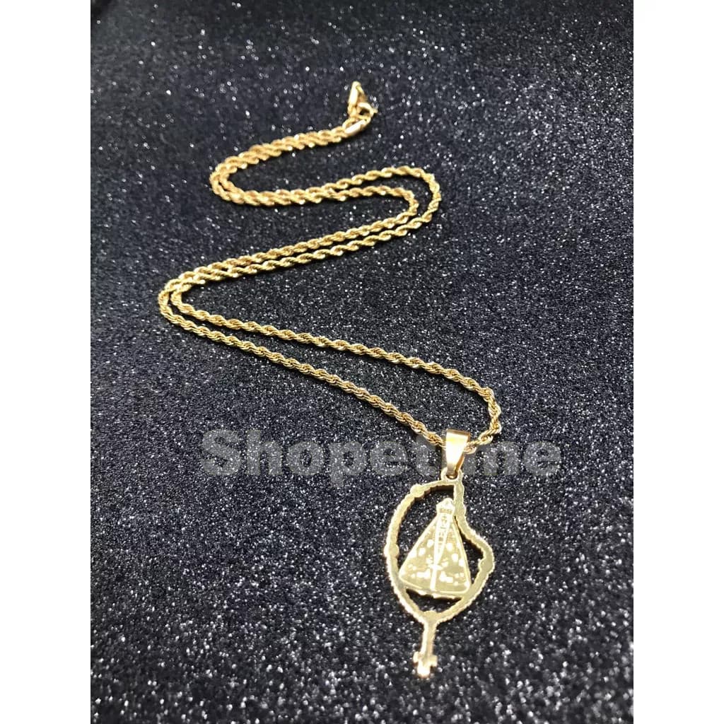 Corrente Masculina Nossa Senhora Aparecida dourado e prata Aço Inox 60\45cm