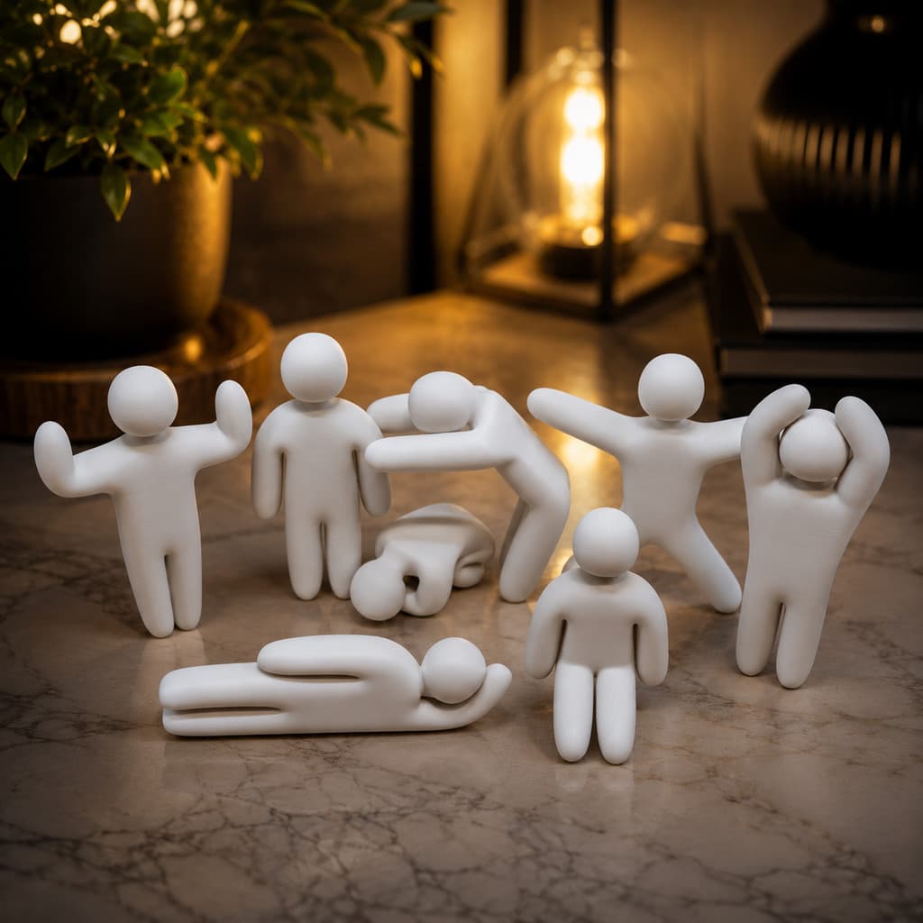 Kit 8 Bonecos Decorativos Minimalistas para Sala Quarto Escritório Mesa Estátuas Modernas