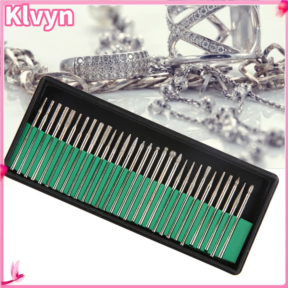 Klvyn-br Brocas de Moagem 30 PCS Haste Conjunto Rotativo Vidro Jade Jóias Gravura Ferramentas de Escultura
