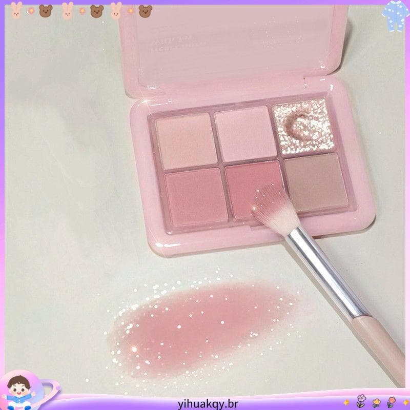 Baixo saturado ébano rosa pequeno pó congelado seis cores paleta de sombras fosco perolado cor terra alto brilho Blush c