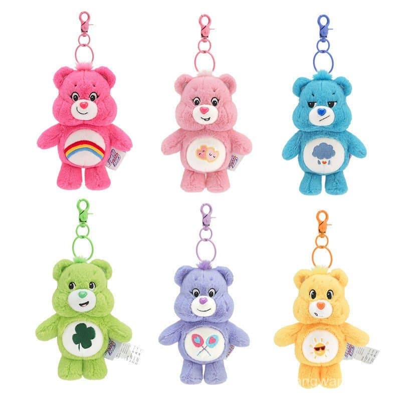 Urso de Pelúcia Kawaii dos Ursinhos Carinhosos, Urso Arco-Íris, Brinquedo de Anime, Chaveiro para Bolsa com Som, Present