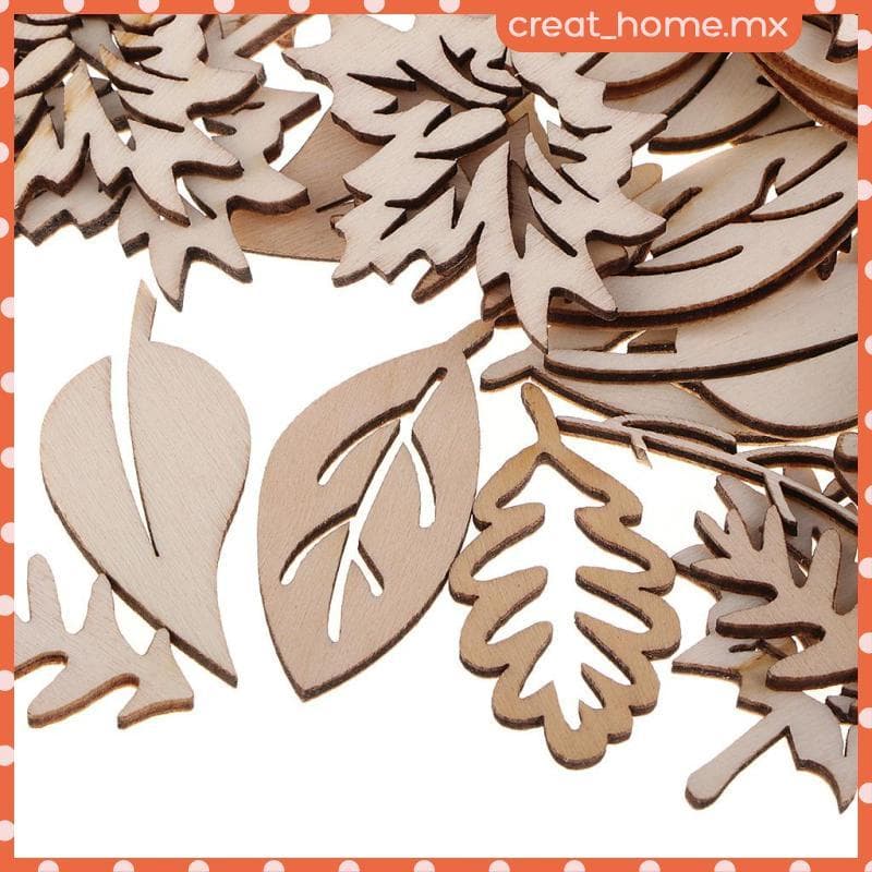 [Creat_home] 50x Formas De Corte A Laser De Madeira , Peças De Lascas Folhas , Materiais De Artesanato , Decoração De Ca