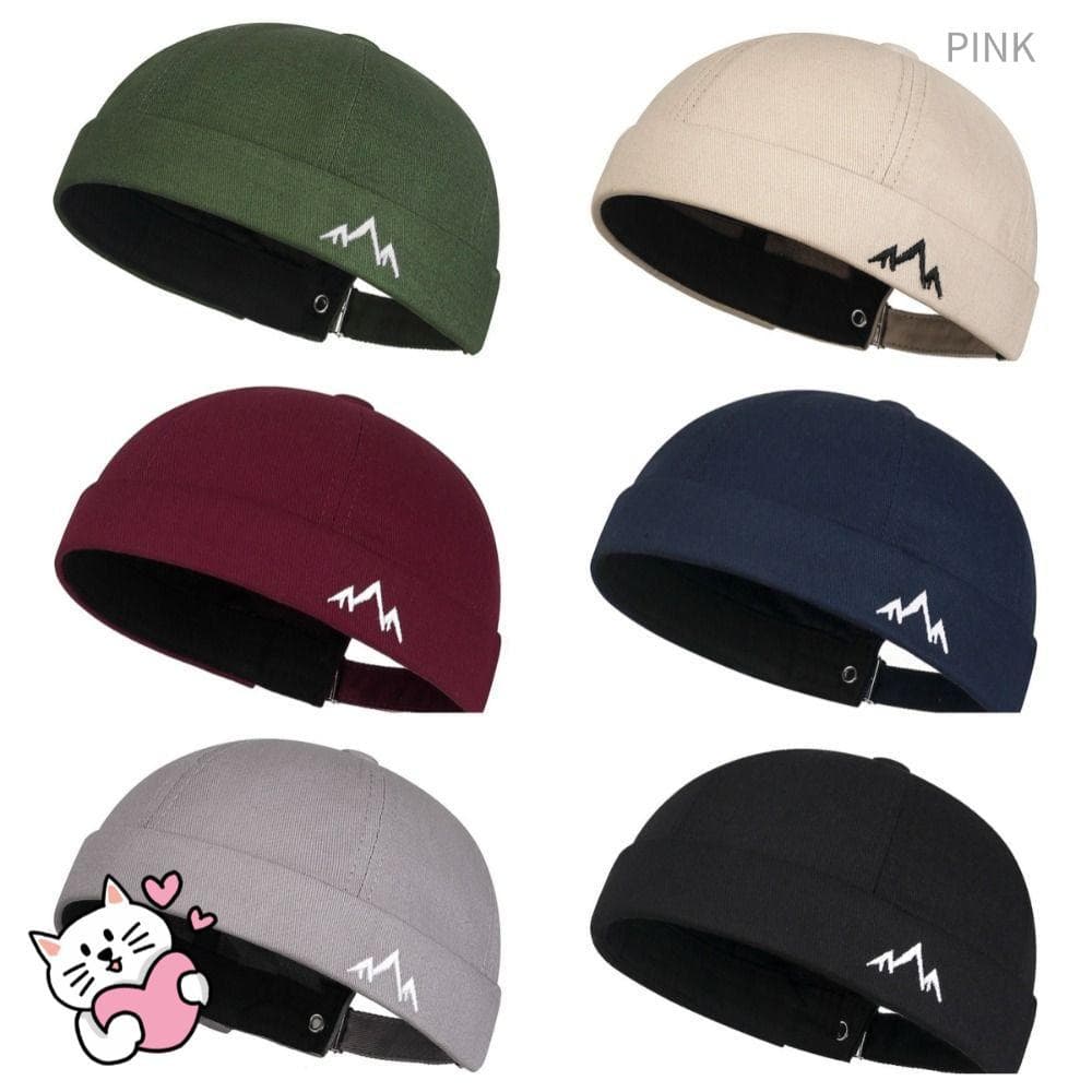 PINK1 Docker Cap , Chapéu Sem Aba Respirável Bordado Retrô Senhorio , Gorro De Pele De Melão