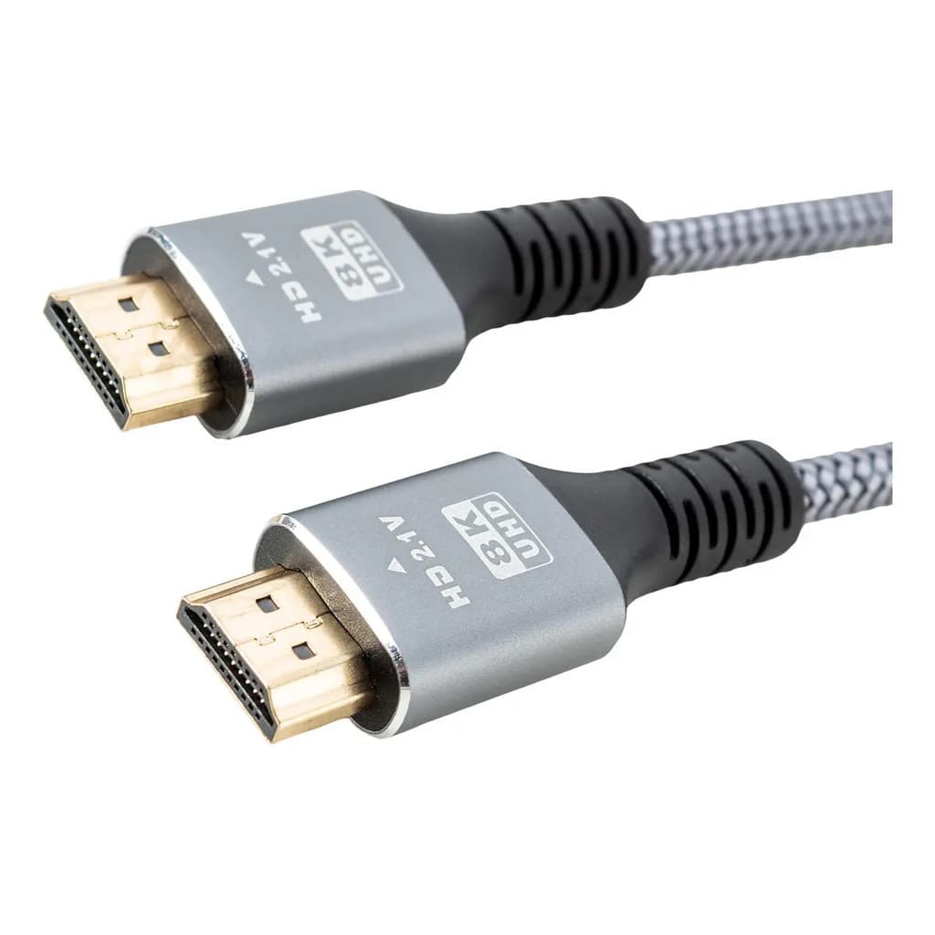 Cabo Hdmi 2.1  8k 3m 120 HZ para PS5/PC GAMER/XBOX SERIES S/X Cinza Banhado A Ouro Conectores Jack