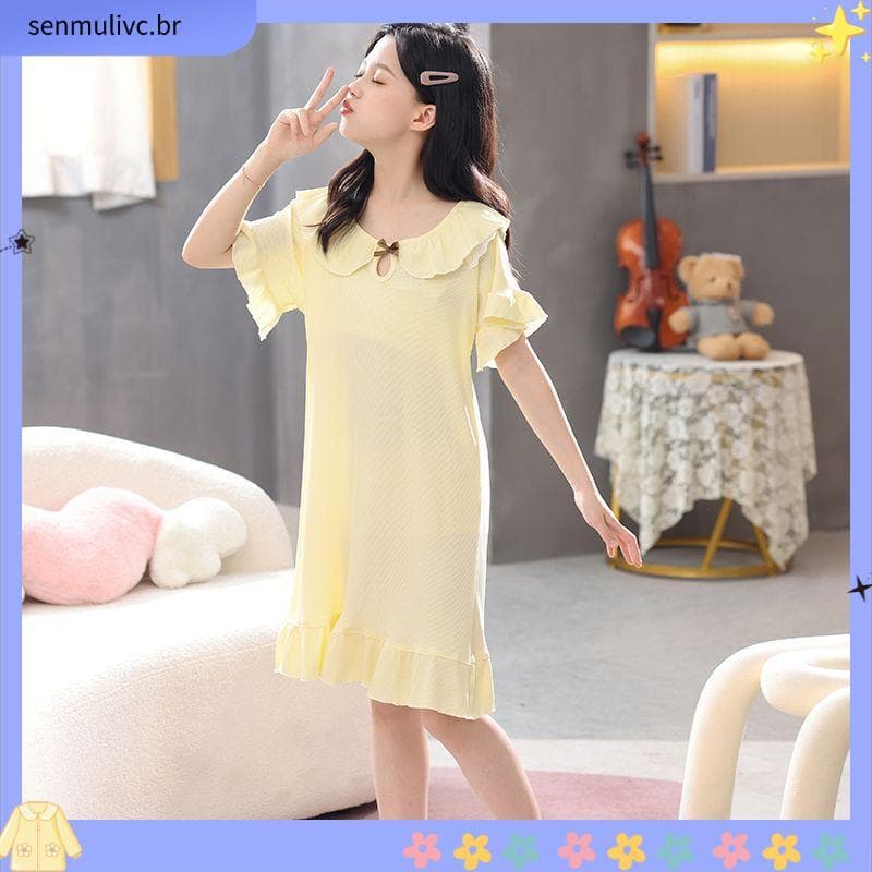 Crianças pijamas infantis meninas verão gelo seda bolha rugas princesa venda quente médio grande crianças bonito fino de