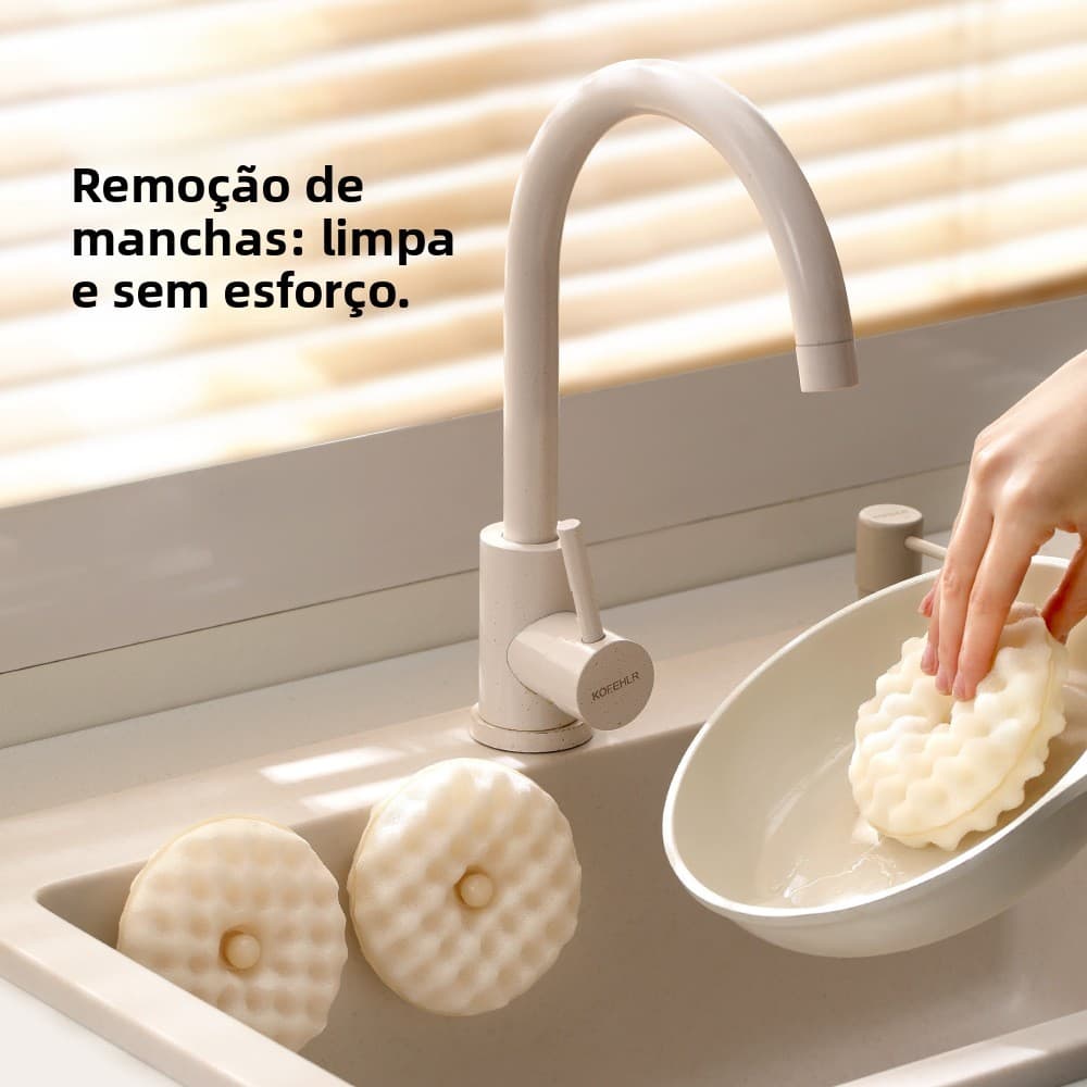 Ventosa para lavar louça doméstica, esponja para limpar cozinha, limpeza doméstica, esfregão dupla face, escova tridimen