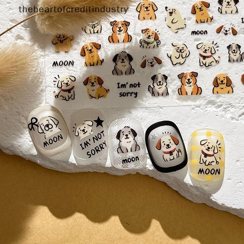 Adorável Cão Gato Animal Coelho Macio Em Relevo Alívio Auto Adesivo Arte Do Prego Stiers Bonito Filhote De Cachorro E Ga