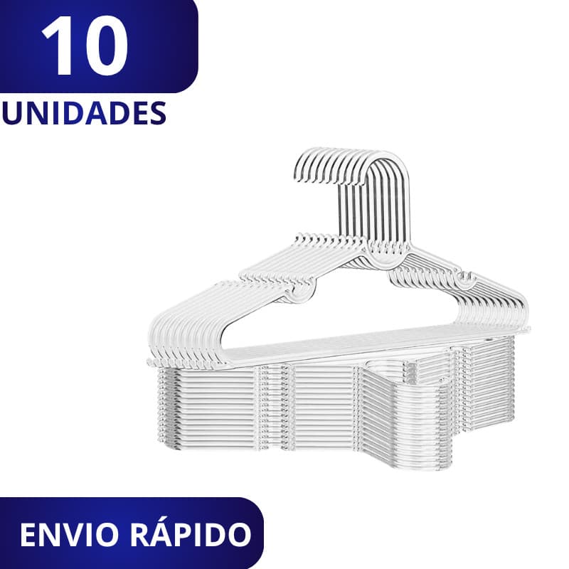 KIT 10 Cabide Acrílico Cabides Para Roupas Transparente Adulto Reforçado Organizador