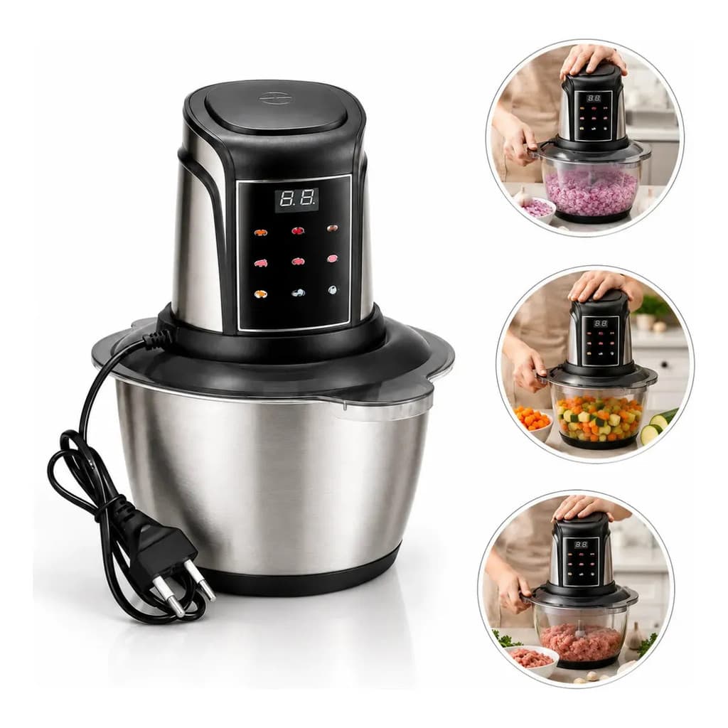 Multiprocessador Elétrico Triturador Carne Legumes Alimentos