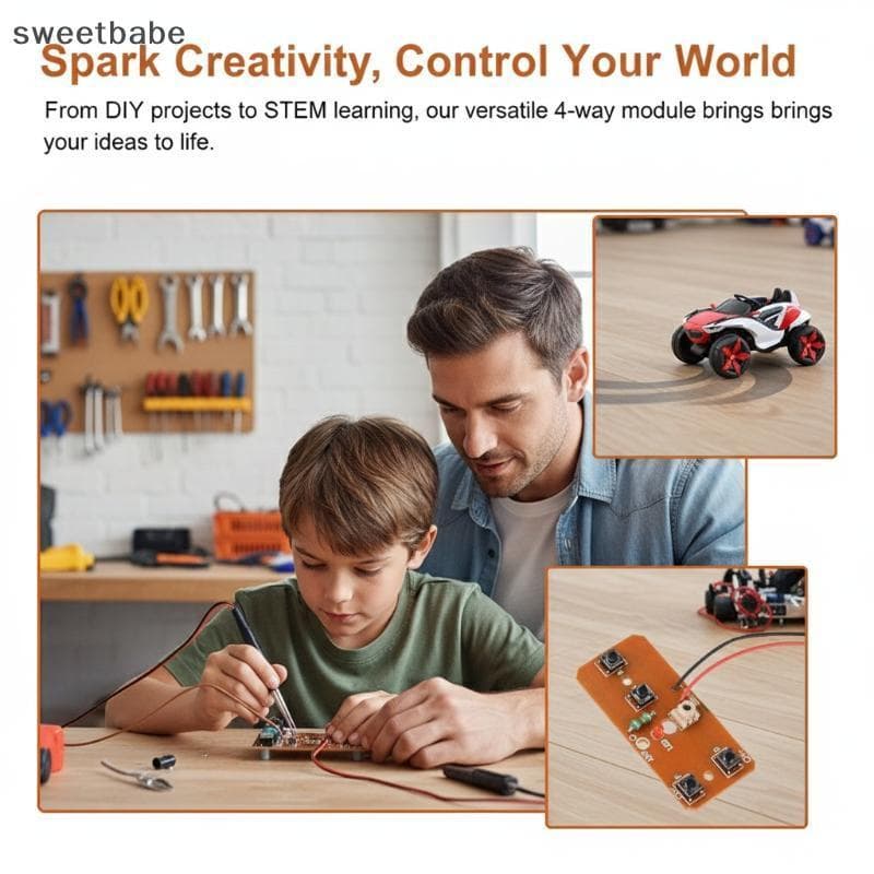 Placa Receptora Transmissora De Carro RC De Quatro Canais , Módulo DIY , Sistema De Controle Sem Fio Para Personalização