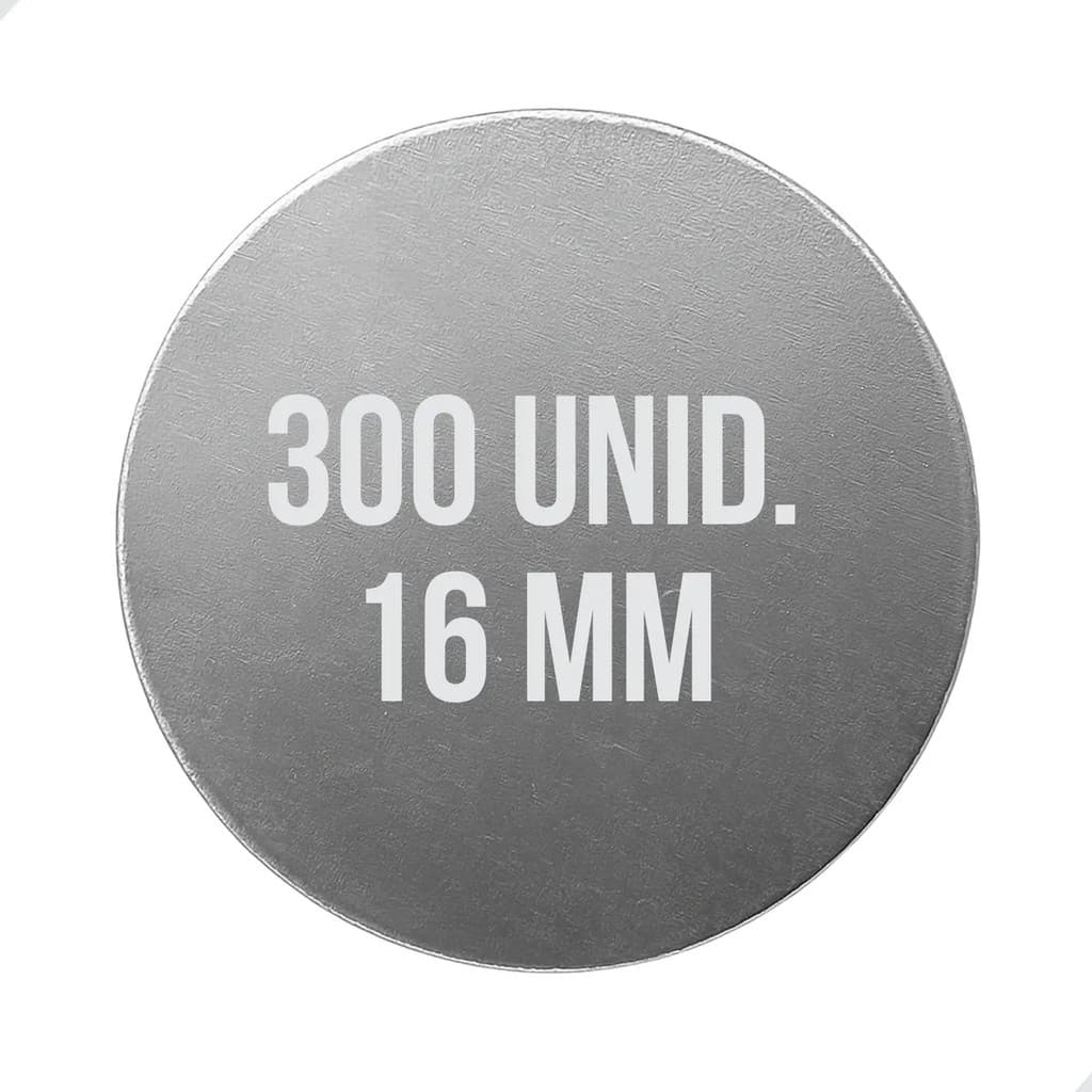 Kit 300 Chapa De Ferro Para Imã De Neodímio 16 Mm
