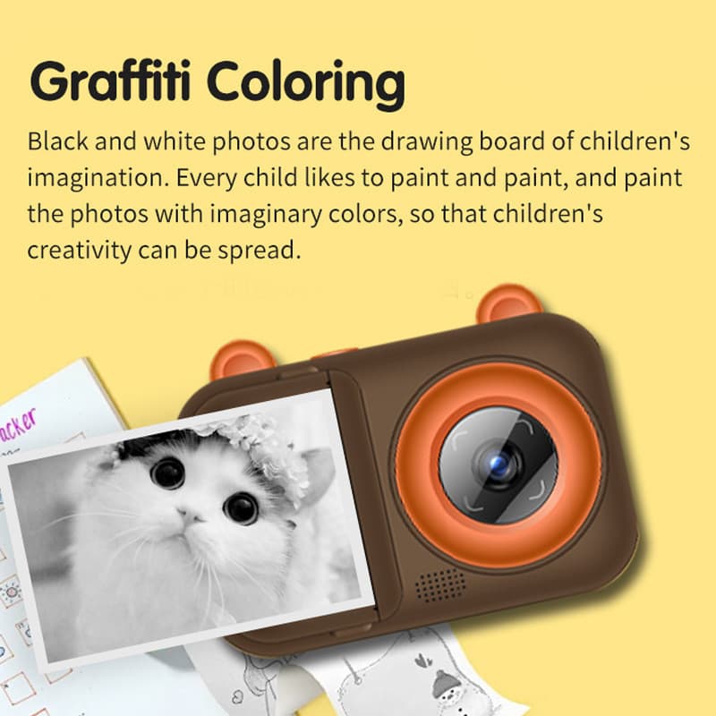 Novo estilo câmera de impressão Polaroid infantil um tiro ambos câmera Digital térmica de alta definição pequena SLR Ba