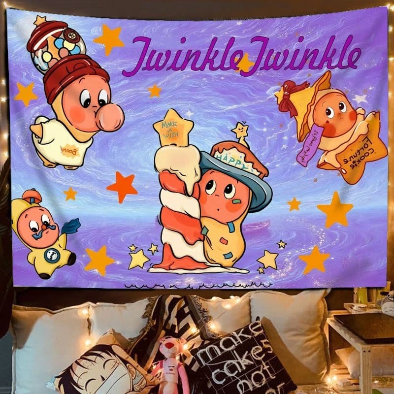 Bonito estrela pessoas tapeçaria cura dos desenhos animados dormitório quarto aluguel casa decoração capa de parede feio
