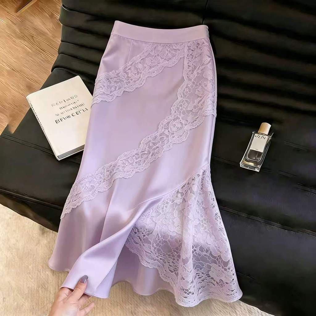 Saia Feminina Com Costura De Renda Roxa Para O Verão 2026nxhs816 . Mybeauty Women's Flagship Store