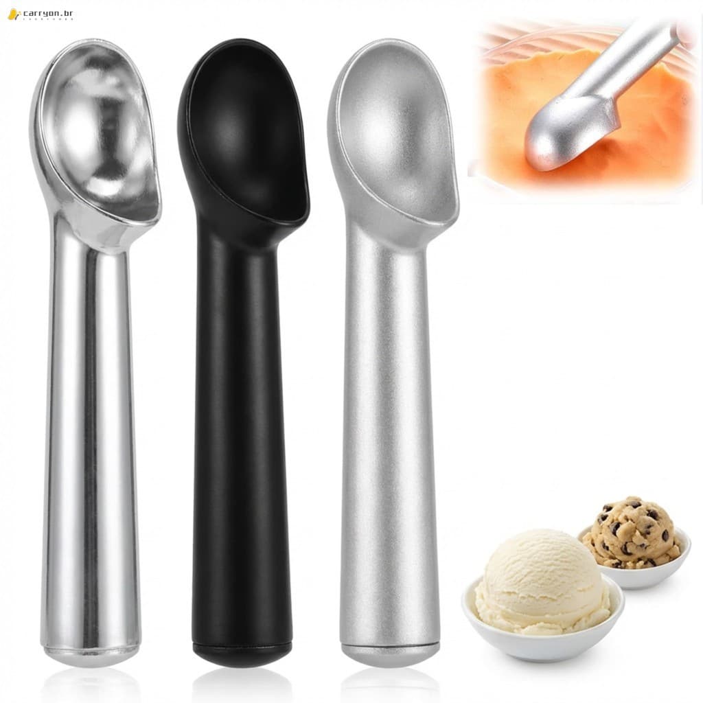 Colher De Sorvete De Alumínio Resistente-Alça Ergonômica Antiaderente Para Massa De Biscoito Gelato