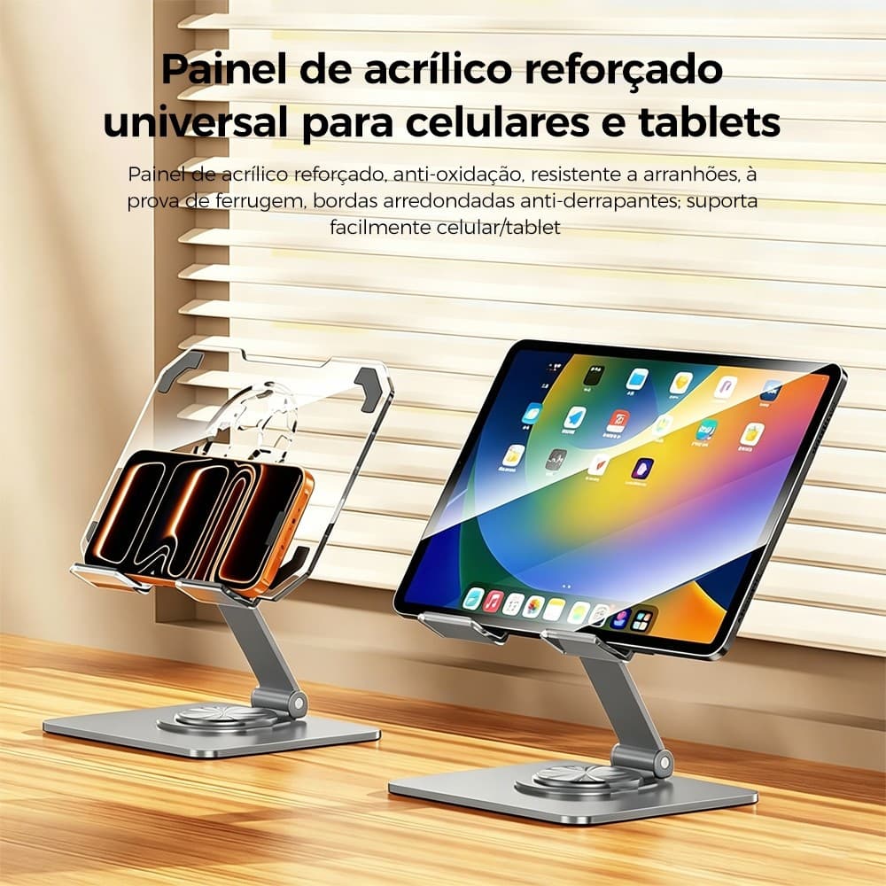 Suporte Tablet IPad Base metálica reforçada Ventilação e dissipação de calor em acrílico De Mesa Base Rotatória Ajustáve