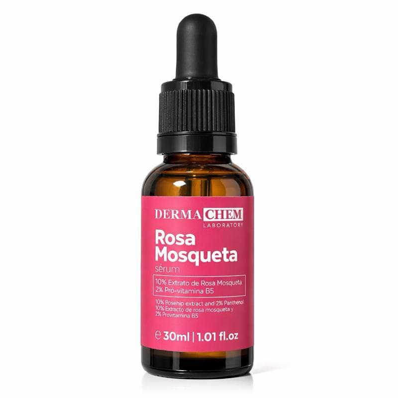 Sérum Rosa Mosqueta Derma Chem 30ml – Regenerador Facial, Hidrata, Clareia Manchas e Reduz Linhas | Vitamina B5