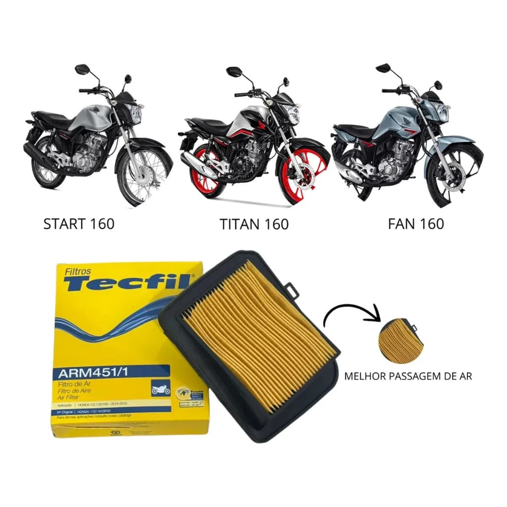 Filtro de Ar Honda CG Titan Fan Start Cargo 160 150 125 Tecfil ARM451/1