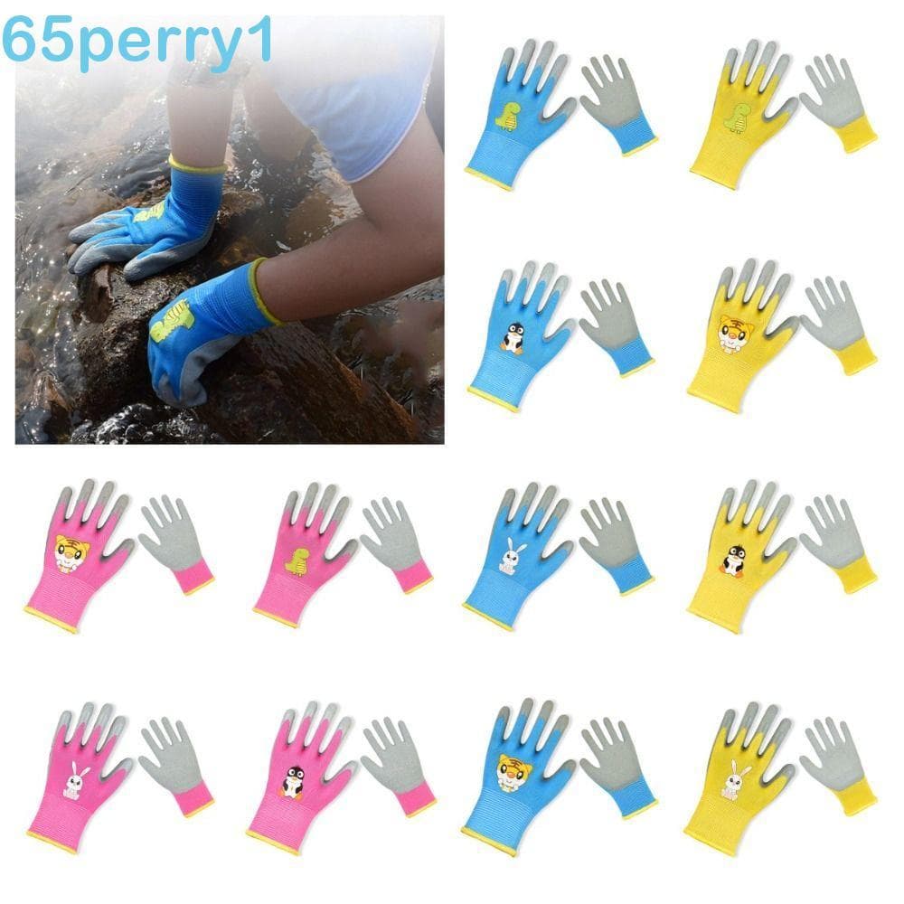 PERRY1 Luvas De Jardinagem Infantis , Respiráveis De Trabalho De Jardim Com Padrão Animal , Luva Protetora Antiderrapant