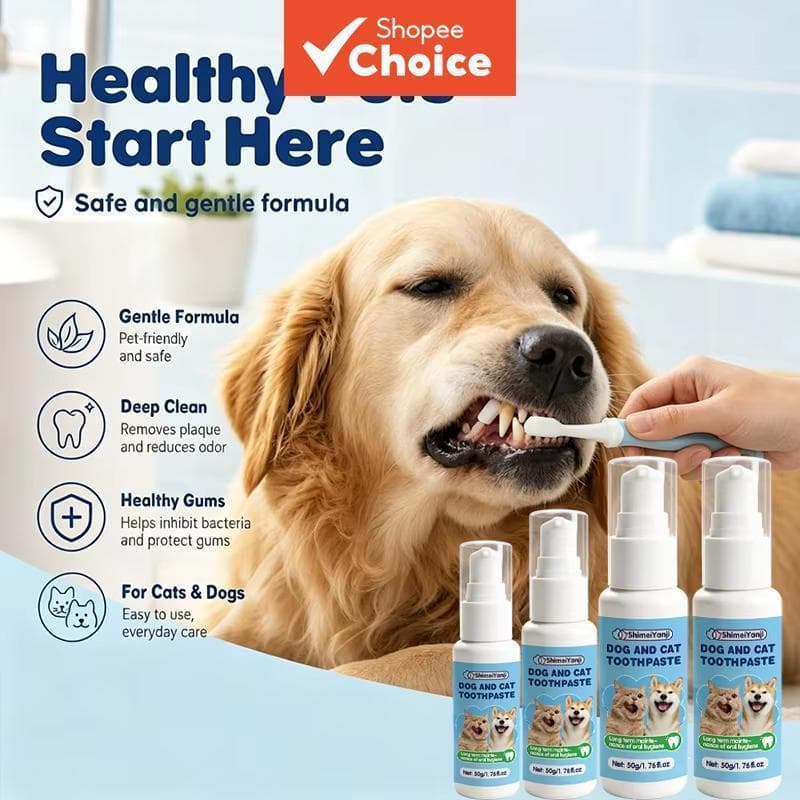 Pasta De Dente Para Animais De Estimação 50g Sabor Menta Controle De Placa De Limpeza De Dentes Cães Gatos , Spray Denta