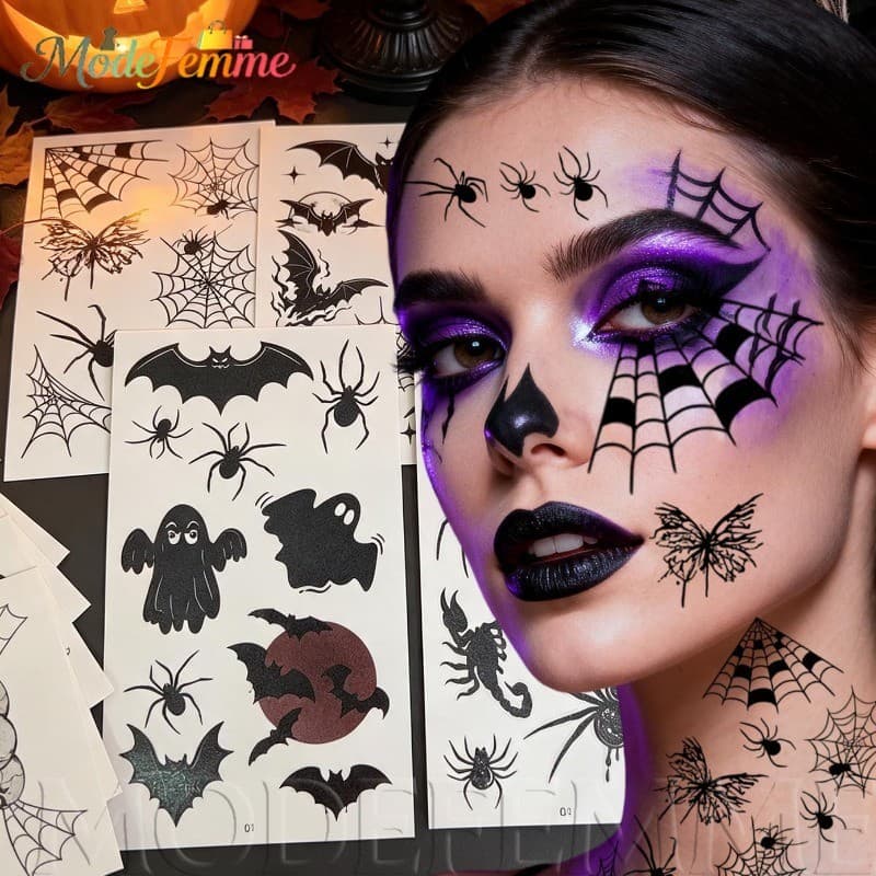 [À Venda] [Decoração De Halloween] Adesivos De Teia De Aranha-Adereço De Maquiagem Para Cosplay-Arte Facial-Tatuagens Te