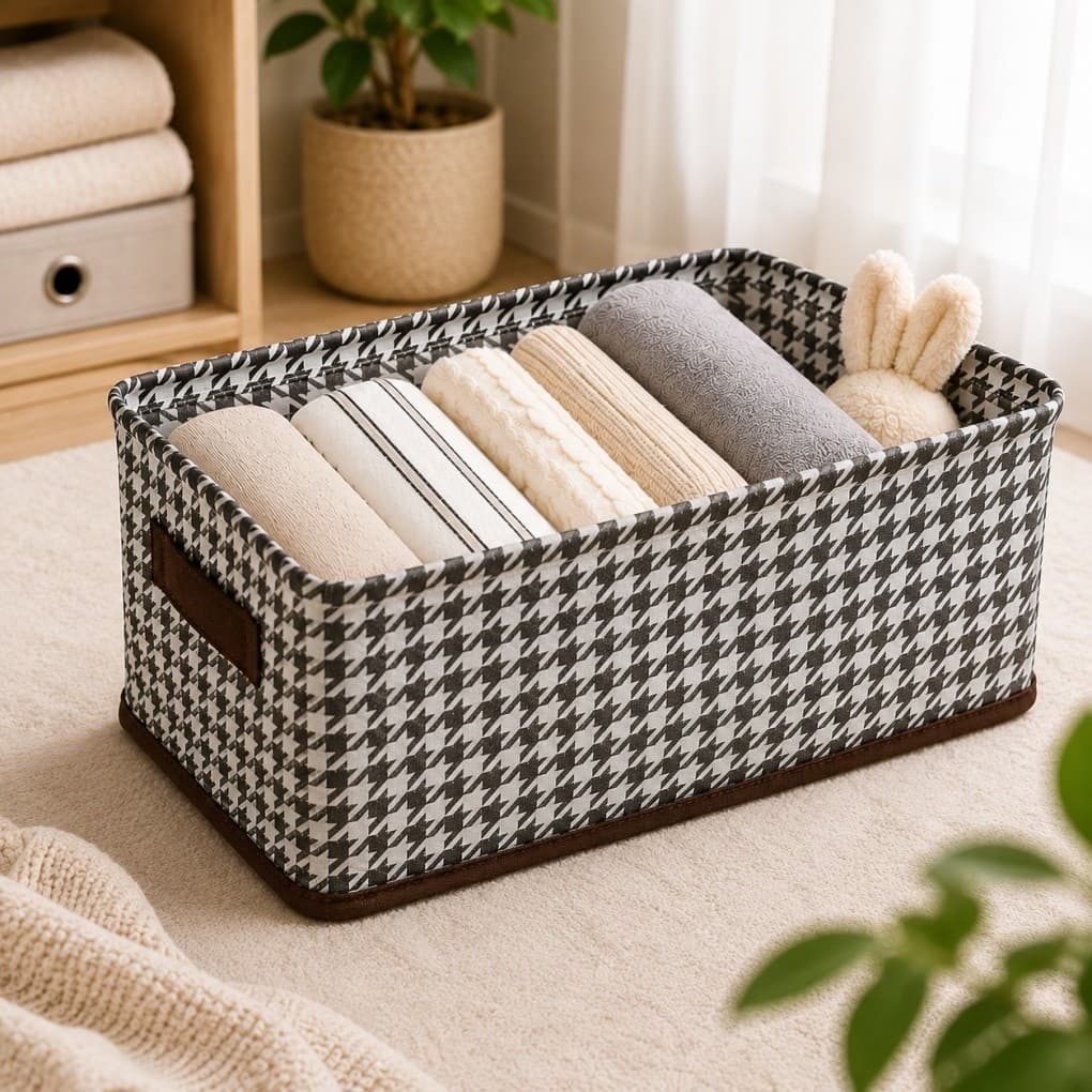 Caixa Organizadora Grande Dobrável com Alças | Cesto Organizador Multiuso para Roupas | Organizador de Armario e Closet