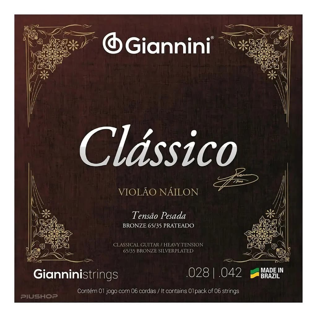 Corda Violão Giannini Genwpa Prateado Alta 65/35 Pesada