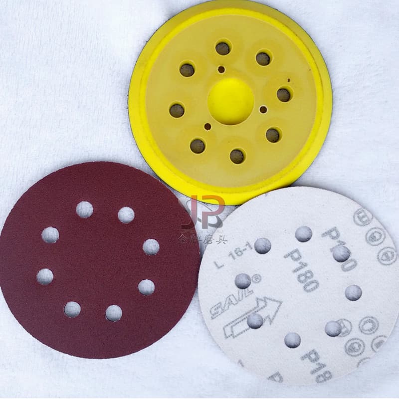 Frete grátis 17cm 8 furos reunindo folha de lixa lixadeira pneumática disco lixa 125MM folha escovada disco de areia aut