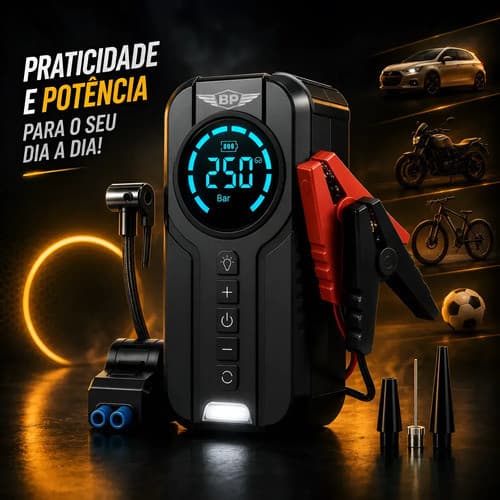 Auxiliar De Partida Com Compressor De Ar Emergência Portátil
