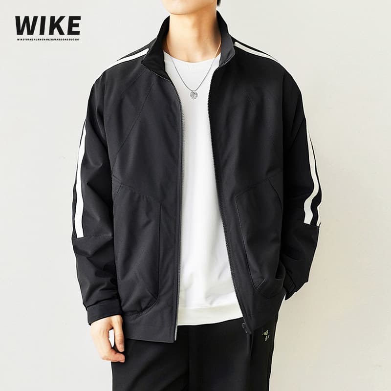 WIKE Original 2026 outono novo estilo gola jaqueta masculina na moda listrado solto outono jaqueta Casual