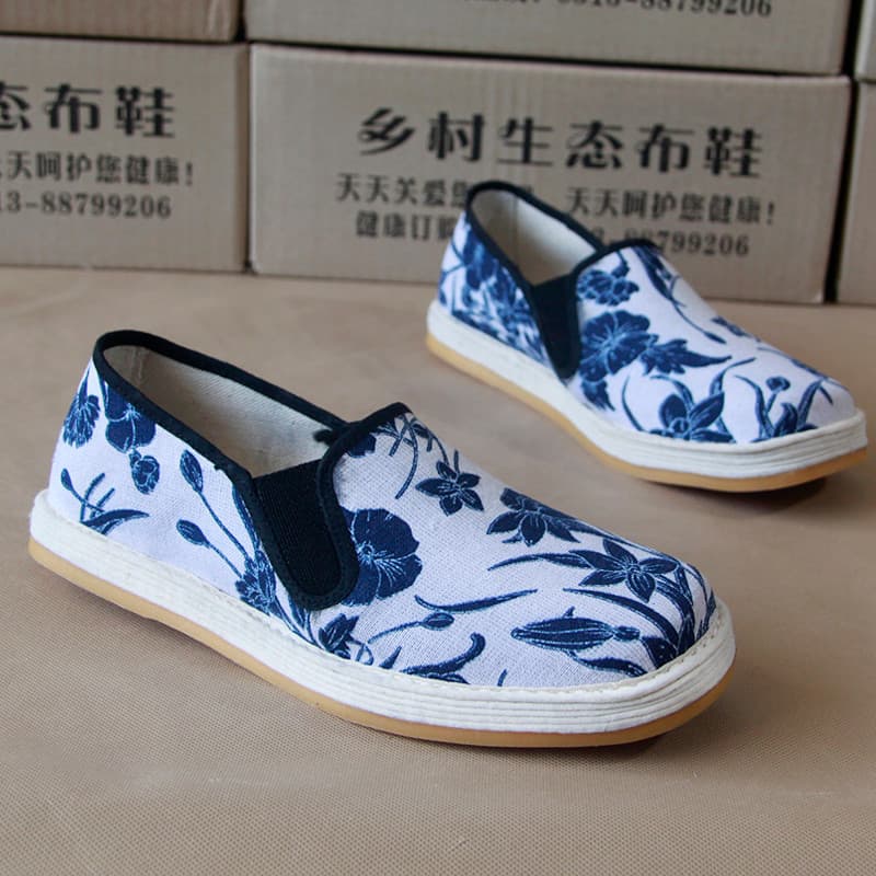 Velho pequim Melaleuca sola de algodão pano sola sapatos primavera outono verão das mulheres dos homens sapatos únicos i