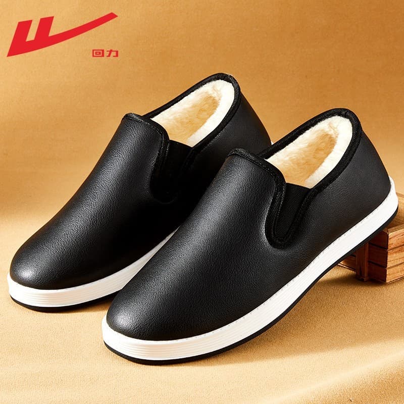 Puxar para trás sapatos de algodão inverno forro de lã espessamento 2026 novo estilo quente Casual sapatos de couro supe