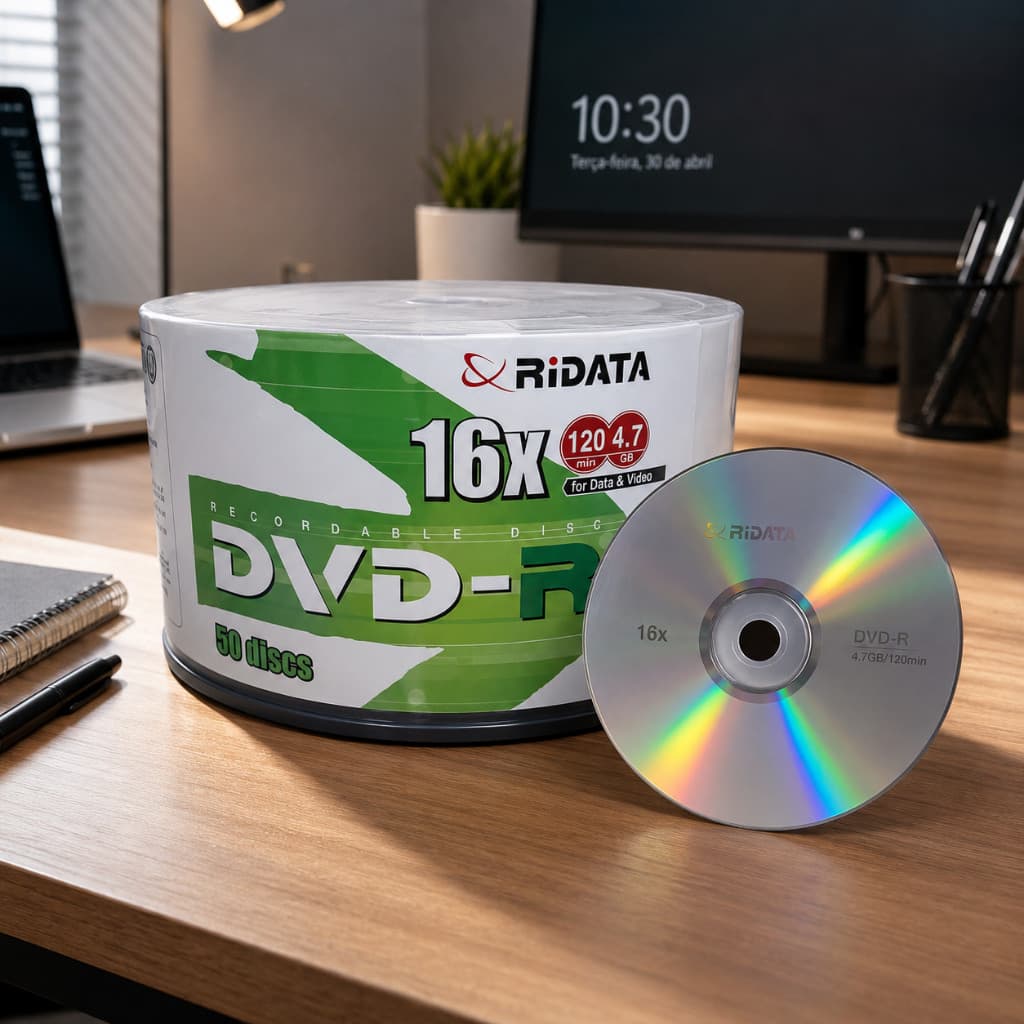 50 Unidades DVD-R Ridata - 4,7 GB - 16x - Com Logo pS2