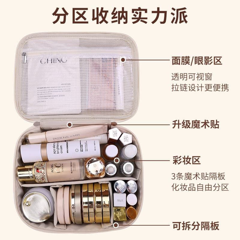 Nova bolsa de maquiagem personalizável com grande capacidade e armazenamento multifuncional de cosméticos, design exclus