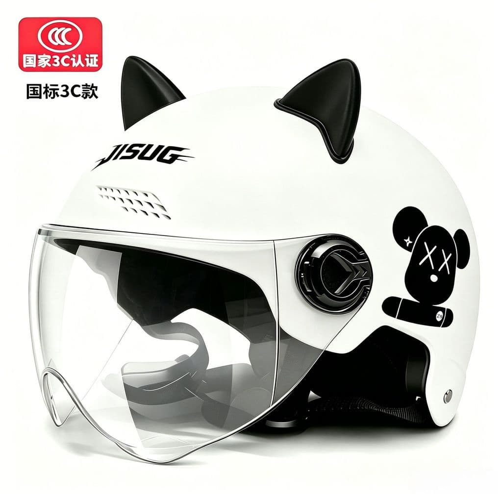 Capacete de veículo elétrico motocicleta masculino bonito engraçado capacete de orelha de gato veículo elétrico feminino
