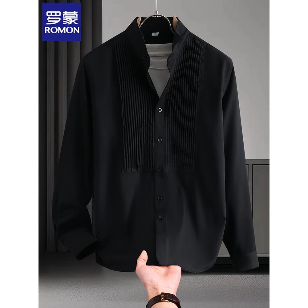 Lomon camisa de manga comprida masculina novo estilo primavera outono Casual camisa do pai de meia-idade camisa não-ferr